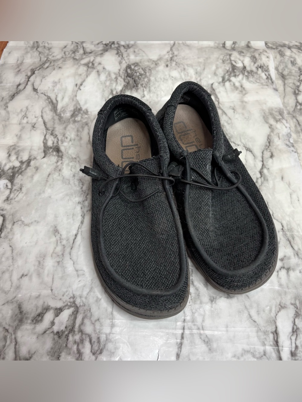 Hey Dude Men's charcoal grey gray Knit Slip-On Loafers shoes size 10